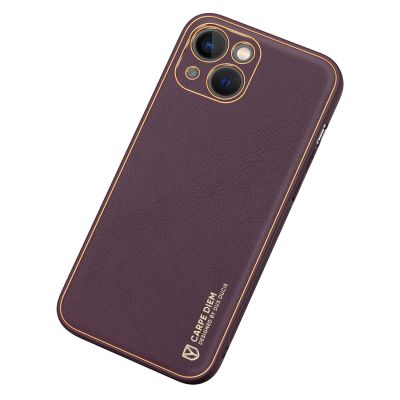 4. Dux Ducis Yolo iPhone 14 Plus case elegant purple faux leather cover