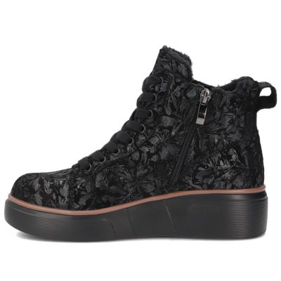 3. Women's leather ankle boots with wedges and flowers, black Filippo DBT6452