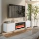 3. LARA TV cabinet 183x35x37 white matt + black fireplace