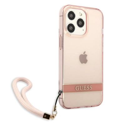 4. Guess Translucent Stap Case for iPhone 13 Pro Max - Pink