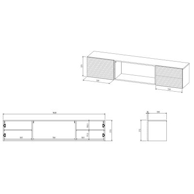 4. TULA TV cabinet 183x35x37 white matt + black fireplace
