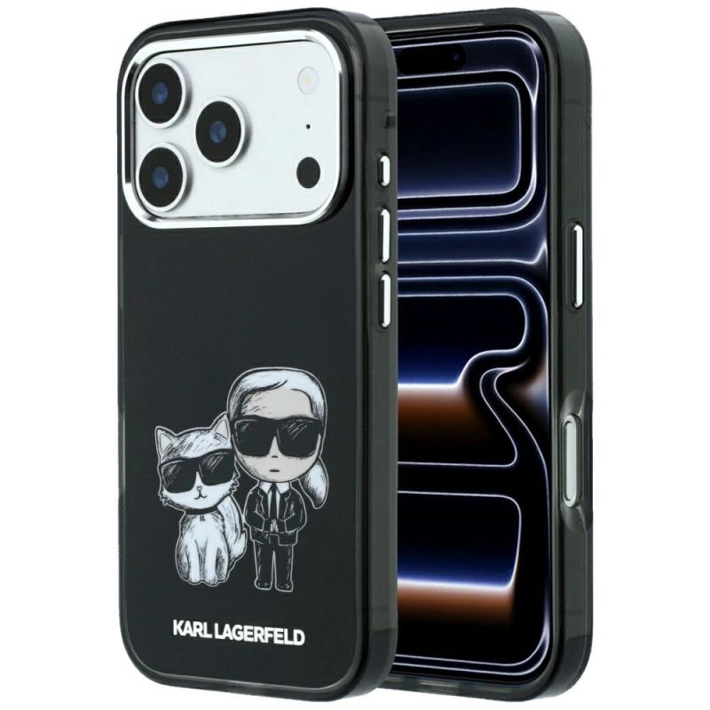 Karl Lagerfeld Smooth Karl & Choupette Bodies Sketch MagSafe Case for iPhone 18 Pro Max / 17 Pro Max - Black