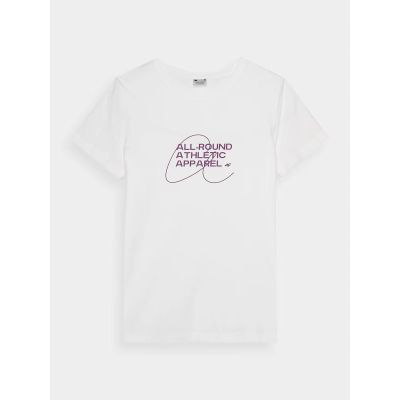 4. Women's slim T-shirt with print 4F 4FRSS24TTSHF2499-10S