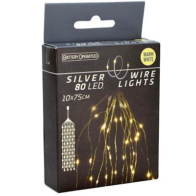 4. BATTERY-OPERATED WIRE LAMPS CASCADE 80 LED WARM WHITE TIMER