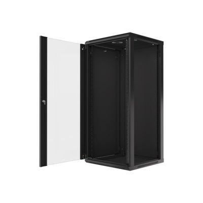 18. Lanberg WF01-6627-10B single-section cabinet (27U; 1300mm / 600mm / 600 mm; wall-mounted; Glass; 19''; black)