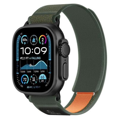 2. Tech-Protect Nylon Elite Strap for Apple Watch 44/45/46/49 mm - Green/Orange