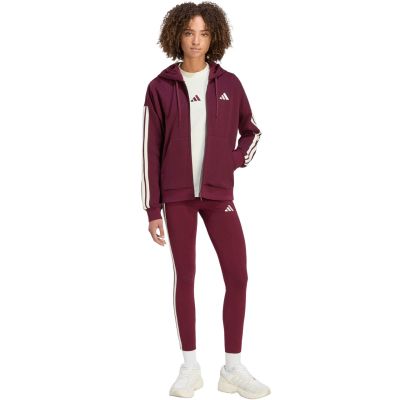 6. Women's adidas Essentials 3-Stripes Full-Zip Burgundy Sweatshirt KX0785