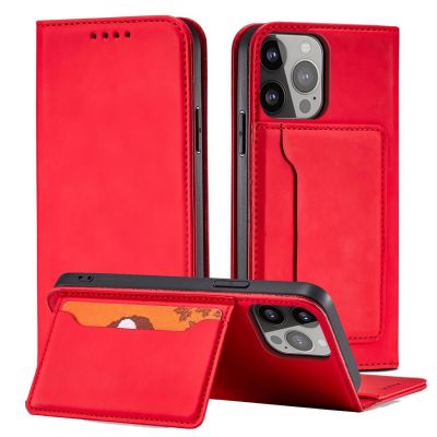 2. Magnet Card Case case for Samsung Galaxy S23+ flip cover wallet stand red