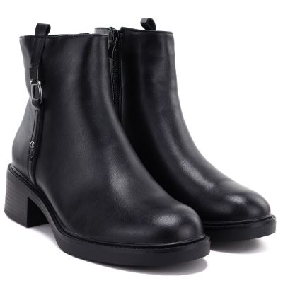 4. Black Sergio Leone women's leather block ankle boots