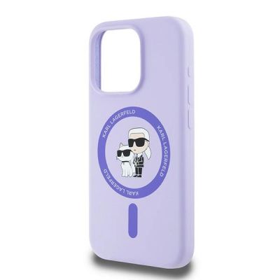 6. Karl Lagerfeld Silicone Karl&Choupette Heads Ring MagSafe Case for iPhone 15 Pro - Purple