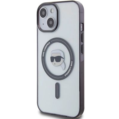 2. Karl Lagerfeld KLHMP15SHKHNOTK iPhone 15 6.1" transparent hardcase IML Karl`s Head MagSafe