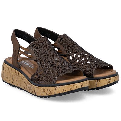 4. Rieker V1765-24 women's brown wedge sandals