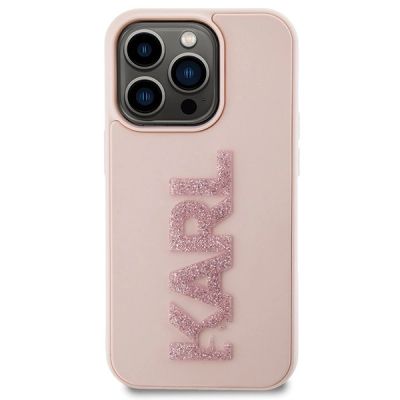 3. Karl Lagerfeld 3D Rubber Glitter Logo case for iPhone 15 Pro - pink