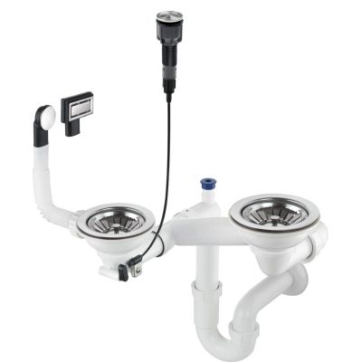 DEANTE SPACE-SAVER ZXY9983 siphon for 1.5- and 2-bowl granite sinks