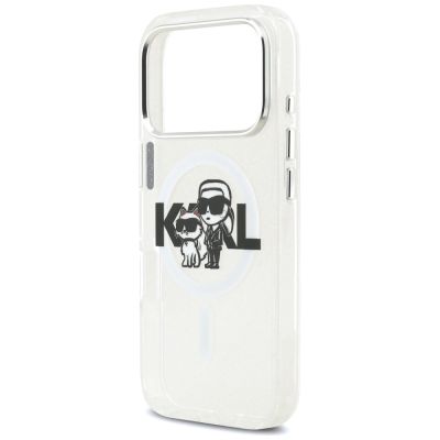 6. Karl Lagerfeld IML Glitter Karl & Choupette Sketch Logo MagSafe Case for iPhone 17 Pro - Clear