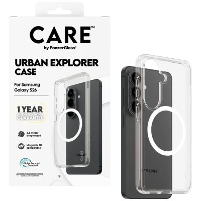 4. CARE by PanzerGlass Urban Explorer Transparent Case w. White Qi for Samsung Galaxy S26 - transparent