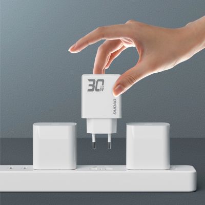 6. GaN Dudao A30EUT 30W USB-A / USB-C Wall Charger + USB-C - USB-C Cable - White
