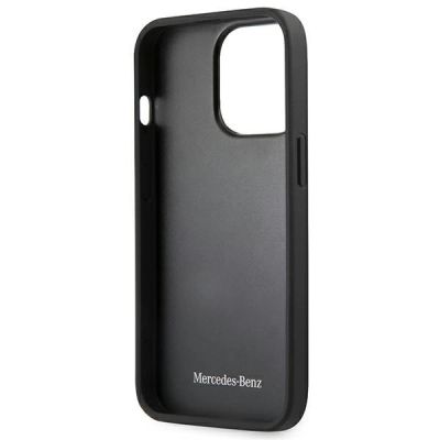 7. Mercedes Leather Meshed Metal Logo Case for iPhone 13 Pro / iPhone 13 - Black