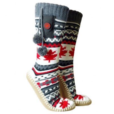 17. GLOVII HEATED POWER BANK SLIPPERS UNI SIZE (36-43), NORWEGIAN PATTERN, BATTERIES AND CHARGING CABLE INCLUDED, GOBM
