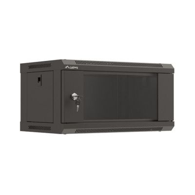 15. Wall-mounted rack installation cabinet 19" 4U 540x350 black glass door LANBERG (flat pack)
