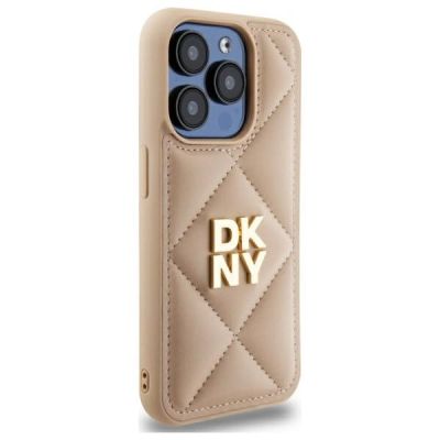 3. DKNY Quilted Stack Logo iPhone 15 Pro Max Case - Beige