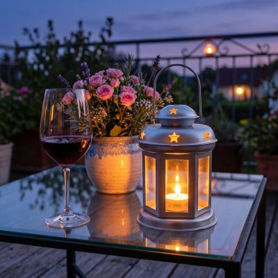 5. TEA LIGHT LANTERN CANDLE HOLDER 15CM SILVER