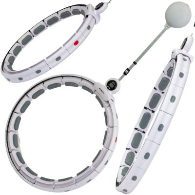 26. HULA HOP WITH MASSAGER, WEIGHT AND COUNTER, WHITE AND GREY ENERO FIT