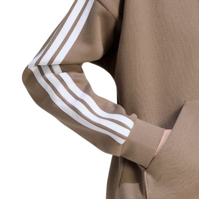 5. Women's adidas Essentials 3-Stripes Full-Zip Fleece Hoodie Light Brown KF6273