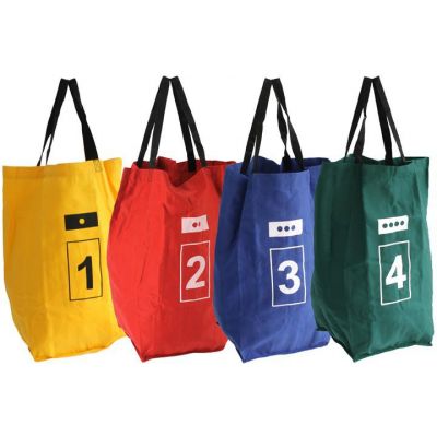 Jumping bags with handles and numbers