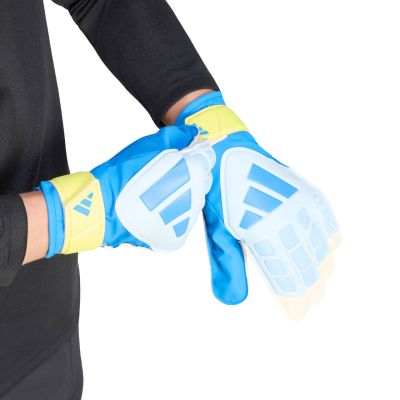 5. adidas Predator Training Goalkeeper Gloves White, Yellow, and Blue KA7786
