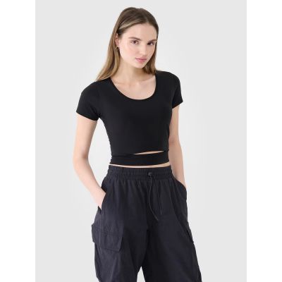 3. Women's crop top plain T-shirt 4F 4FRSS25TTSHF2695-20S