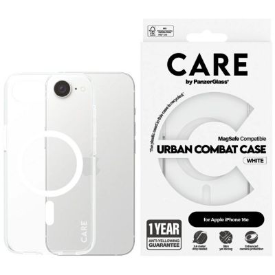 CARE by PanzerGlass Flagship Urban Combat White MagSafe iPhone 16e Case - Clear