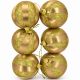 5. SHATTERPROOF PLASTIC BAUBLES 8 CM GOLD 6 PCS STRIPES MICA