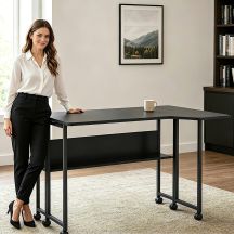 MACLEAN FOLDABLE DESK / TABLE MACLEAN, BLACK, MOBILE 100X73CM, MAX. 50KG, ANGLED, L-SHAPED, MC-126 L/B MC-126 L/B