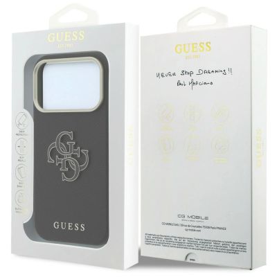 8. Guess Grained & Big Resin Logo Case for iPhone 18 Pro Max / 17 Pro Max - Black