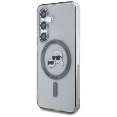 2. Karl Lagerfeld Button Karl & Choupette Heads Printed Logo MagSafe Samsung Galaxy S25 Plus case black