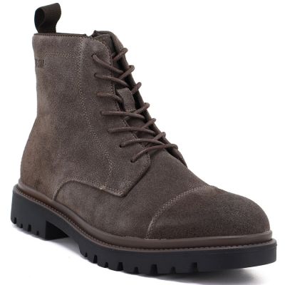 5. Men's leather ankle boots, unlined, suede, brown, Big Star UU174220