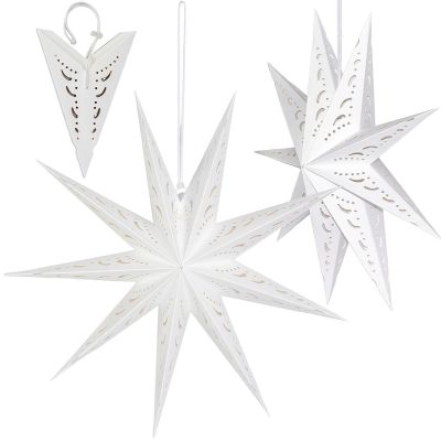 8. PAPER DECORATION STAR 45CM 9 ARMS WHITE