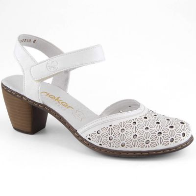 16. Rieker W RKR650 comfortable leather sandals white