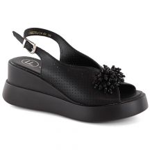 Leather wedge sandals with beads Filippo W PAW529A black