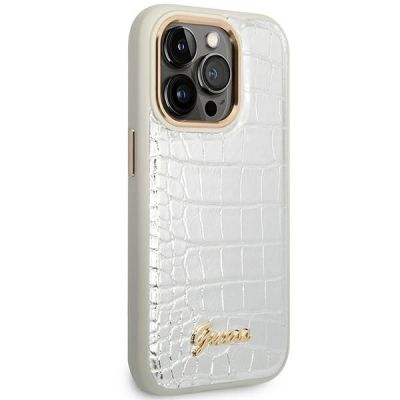 4. Guess Croco Collection case for iPhone 14 Pro 6.1" - silver