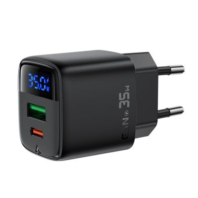 5. Acefast A116 GaN PD 35W USB-A USB-C Wall Charger with Display - Black