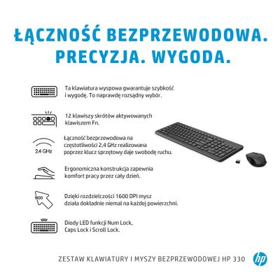 7. HP 330 Wireless Mouse and Keyboard Combo Black 2V9E6AA