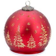 DECORATIVE GLASS LED BAUBLE 12 CM SPARKLING ROTATING – RED