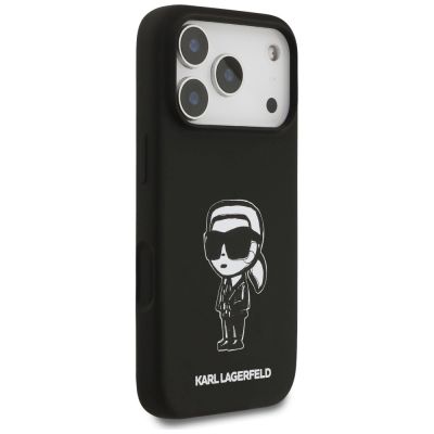 4. Karl Lagerfeld Silicone Karl Sketch & Logo MagSafe Case for iPhone 17 Pro - Black