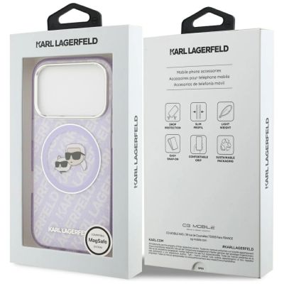8. Karl Lagerfeld IML Glitter Karl & Choupette Heads Logo MagSafe Case for iPhone 17 Pro - Purple