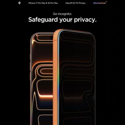 17. Spigen Glas.tR EZ Fit Privacy Tempered Glass for iPhone 16 Pro Max / 17 Pro Max - 2 pcs.