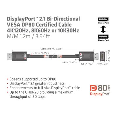 3. CLUB3D CAC-1091 DisplayPort Cable 1.2m Black
