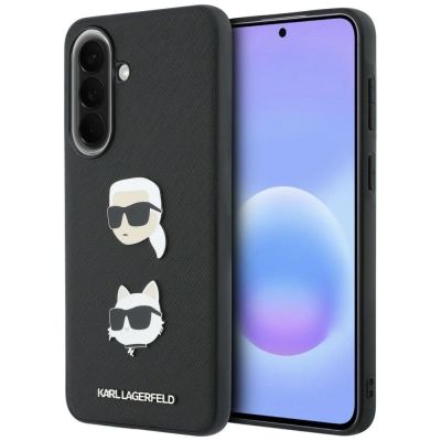 Karl Lagerfeld Case with Karl&Choupette Heads Pins&Logo for Samsung Galaxy A37 5G - Black