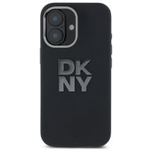 DKNY Liquid Silicone Metal Logo iPhone 16 Case - Black